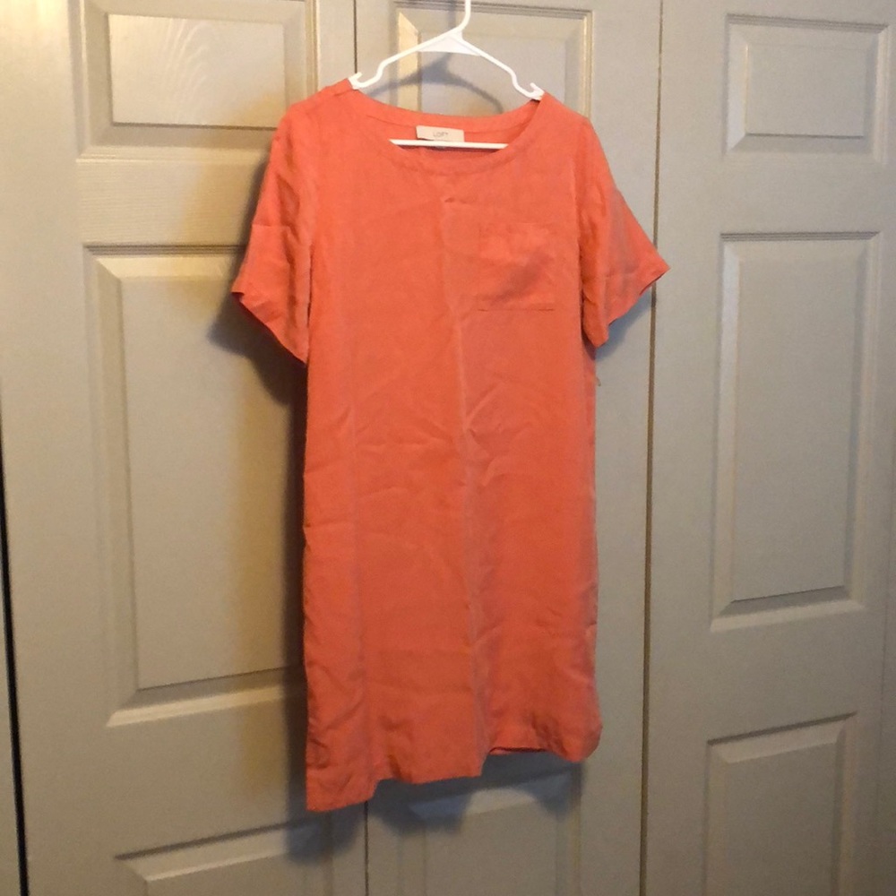 Loft, Salmon, Shift Dress